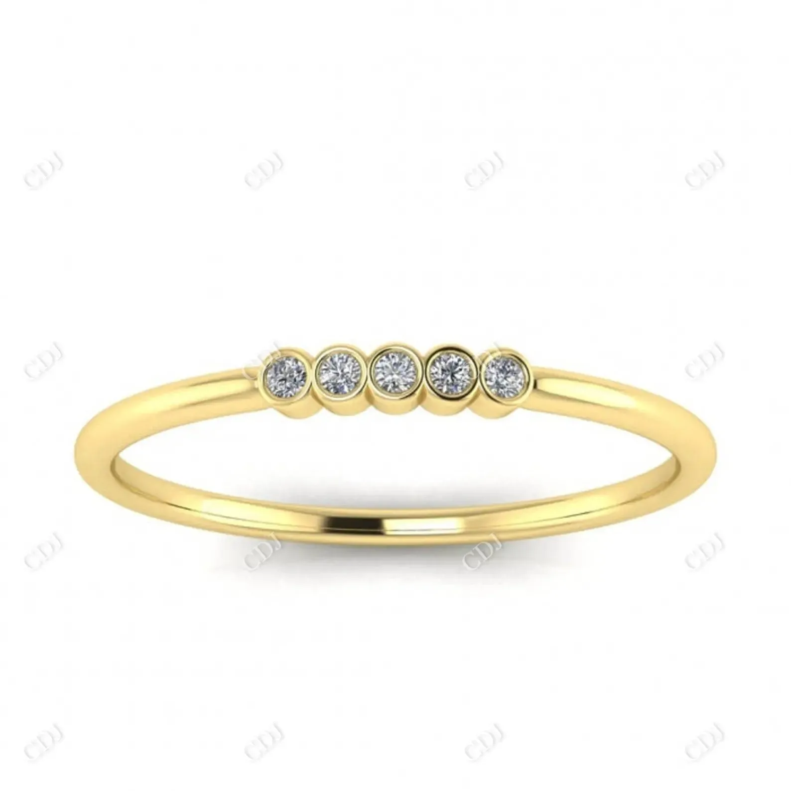 0.03CT Round Cut CVD Diamond Unique Bezel Set Stackable Ring