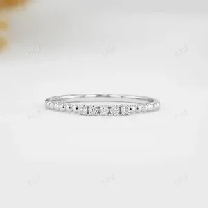 0.07CTW Lab Grown Diamond Thin Beaded Stackable Ring Band