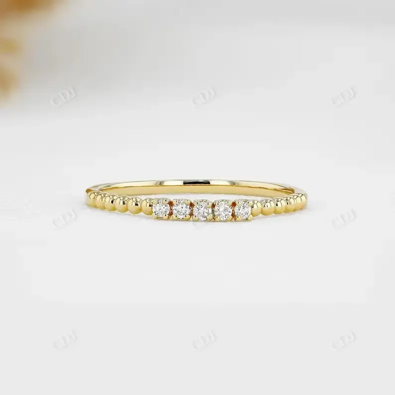 0.07CTW Lab Grown Diamond Thin Beaded Stackable Ring Band