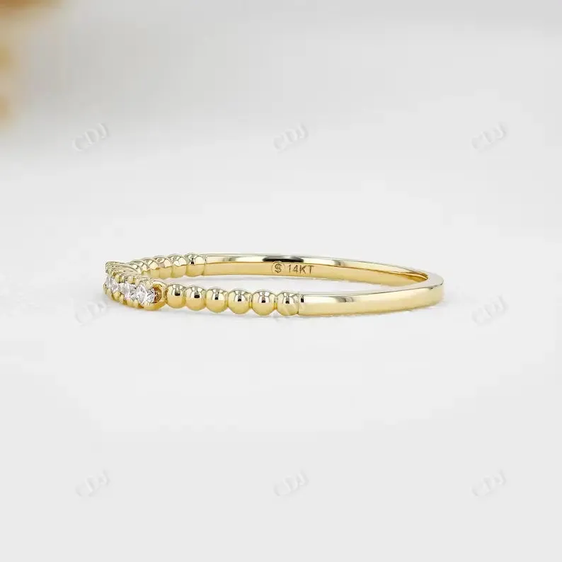 0.07CTW Lab Grown Diamond Thin Beaded Stackable Ring Band