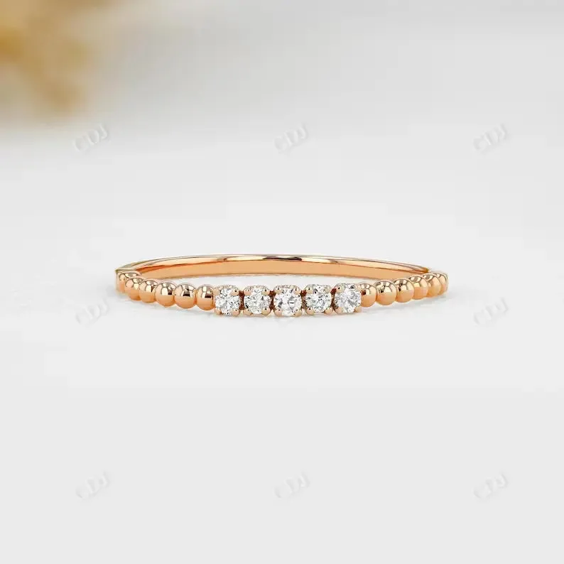 0.07CTW Lab Grown Diamond Thin Beaded Stackable Ring Band