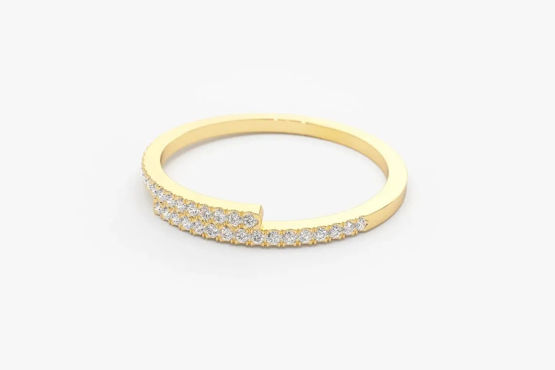 0.18CTW Cross Over Lab Grown Diamond Stackable Band