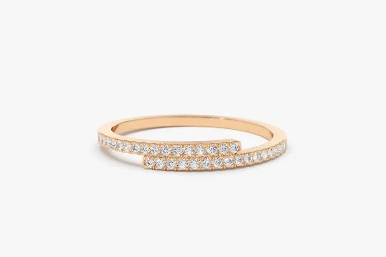 0.18CTW Cross Over Lab Grown Diamond Stackable Band