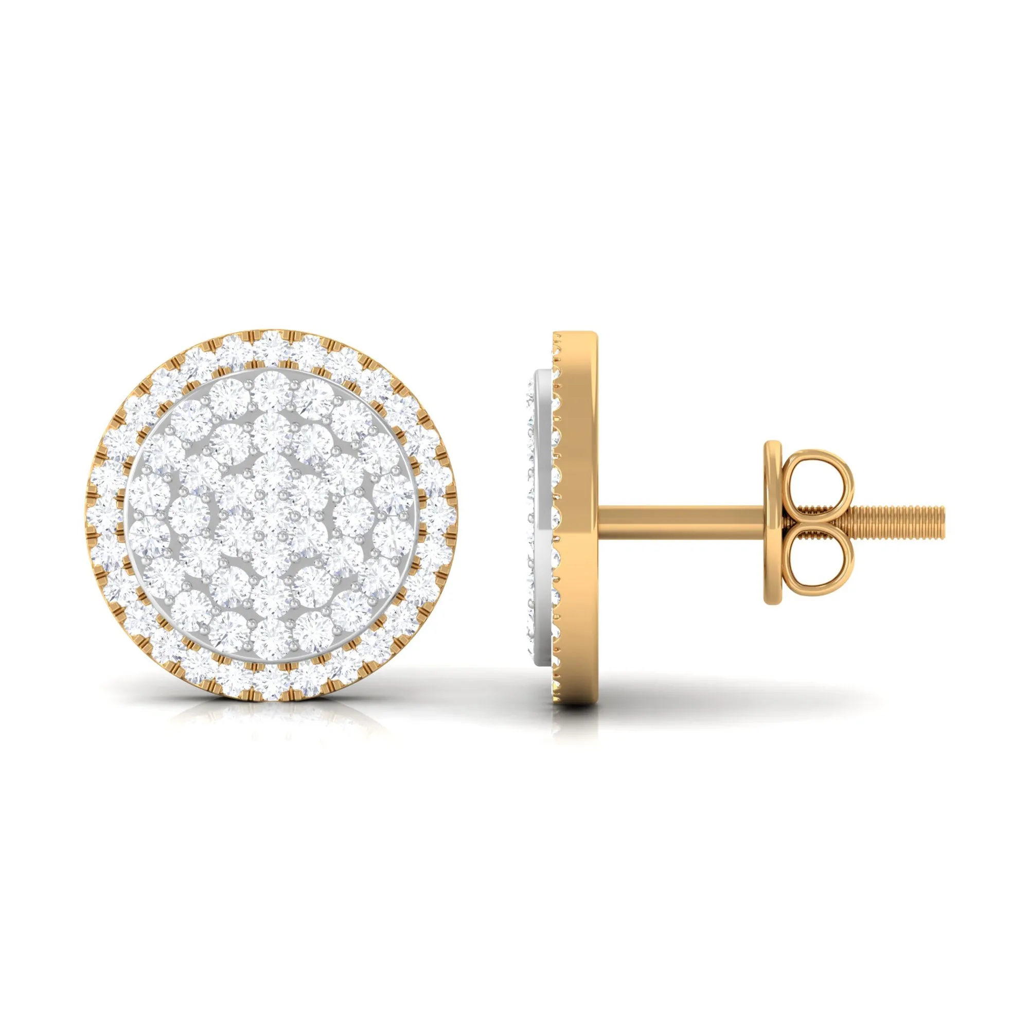 1 CT Round Zircon Cluster Cocktail Stud Earrings in Gold