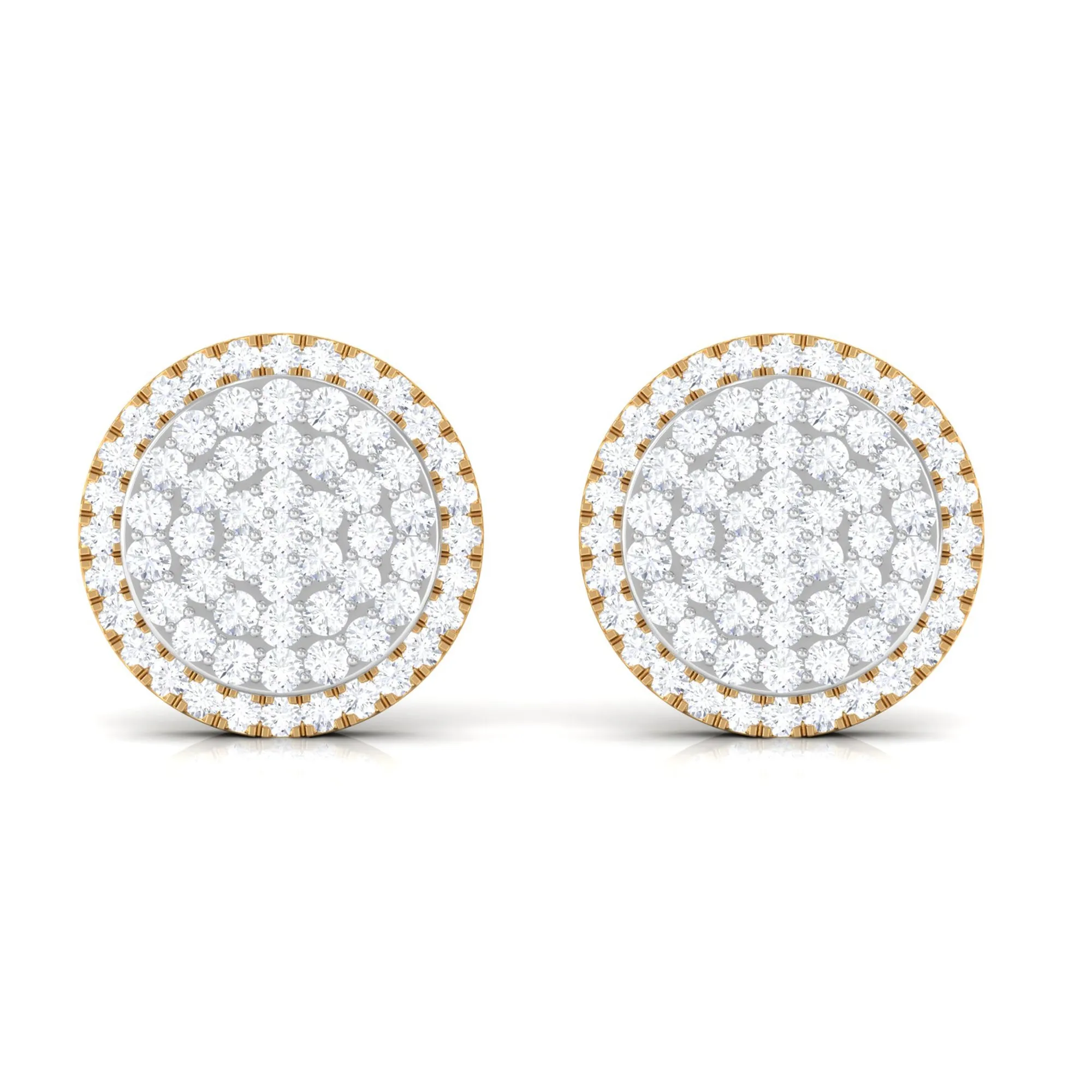 1 CT Round Zircon Cluster Cocktail Stud Earrings in Gold