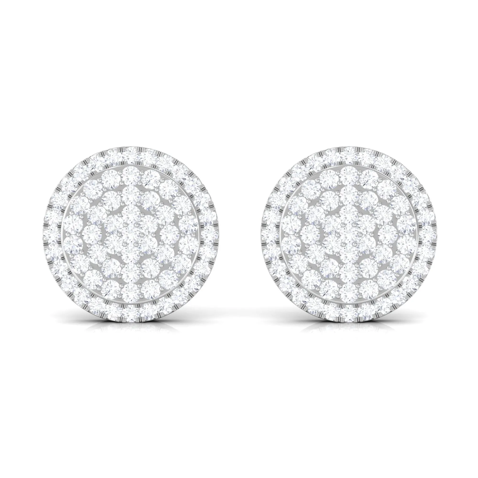 1 CT Round Zircon Cluster Cocktail Stud Earrings in Gold