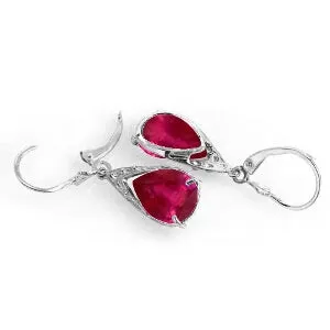 10 Carat 14K Solid White Gold Blessings Of Love Ruby Earrings