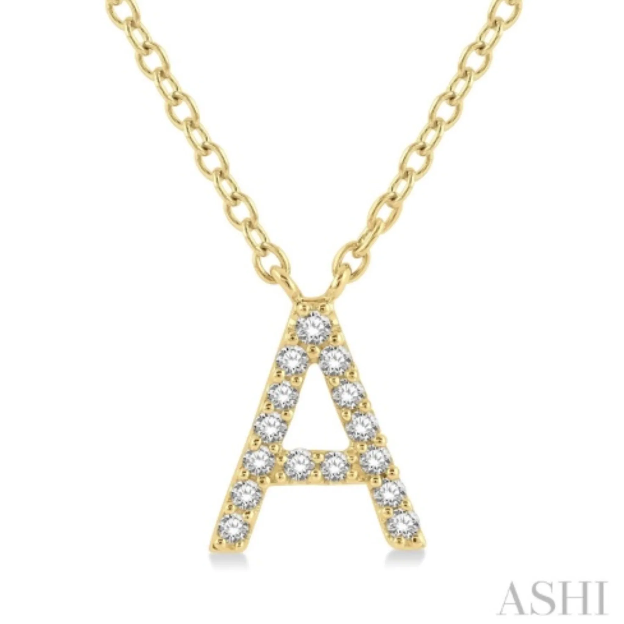 10K Gold "A" Diamond Initial Necklace