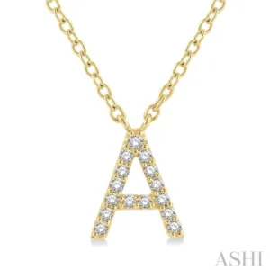 10K Gold "A" Diamond Initial Necklace