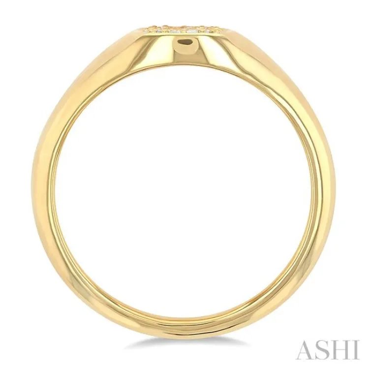 1/10 Ctw Cushion Signet Round Cut Diamond Stackable Ring in 10K Yellow Gold