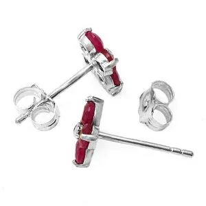 1.15 Carat 14K Solid White Gold Steps Forward Ruby Earrings