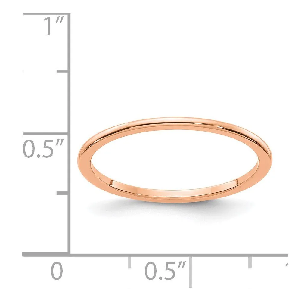 1.2mm 10k Rose Gold Polished Half Round Stackable Band