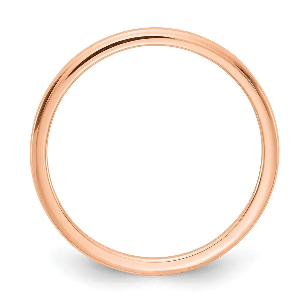 1.2mm 10k Rose Gold Polished Half Round Stackable Band