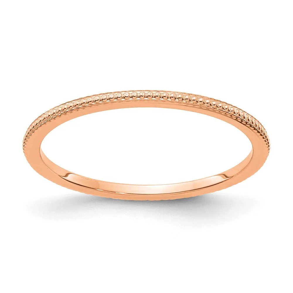 1.2mm 14k Rose Gold Beaded Stackable Band