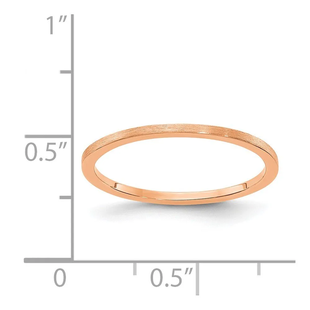 1.2mm 14k Rose Gold Flat Satin Stackable Band