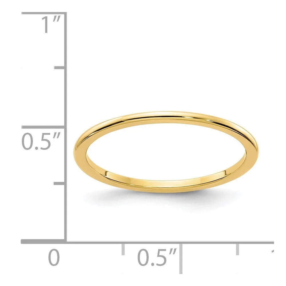 1.2mm 14k Yellow Gold Polished Half Round Stackable Band