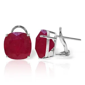 13.5 Carat 14K Solid White Gold French Clips Earrings Cushion Shape Ruby