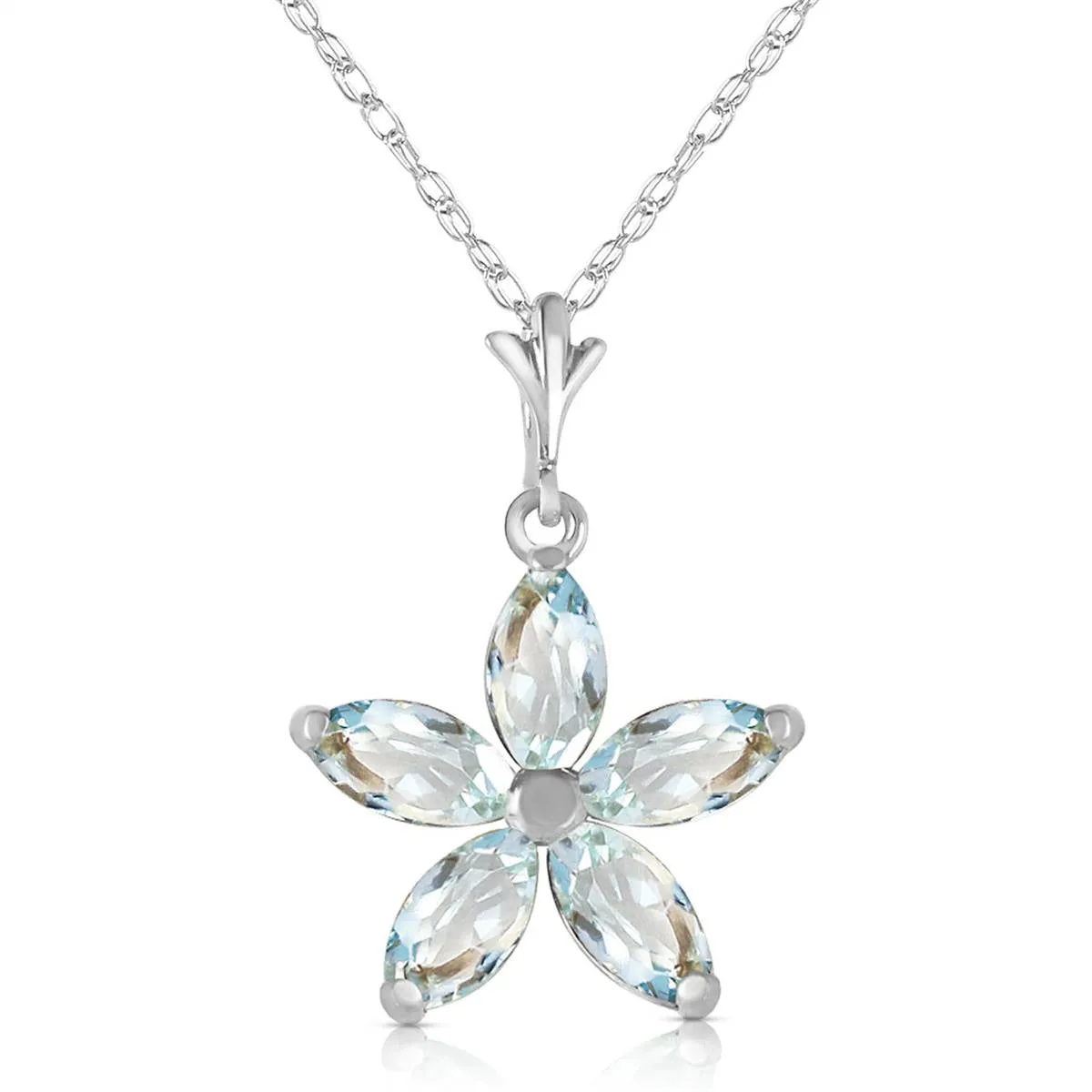 1.4 Carat 14K Solid White Gold Missouri Aquamarine Necklace