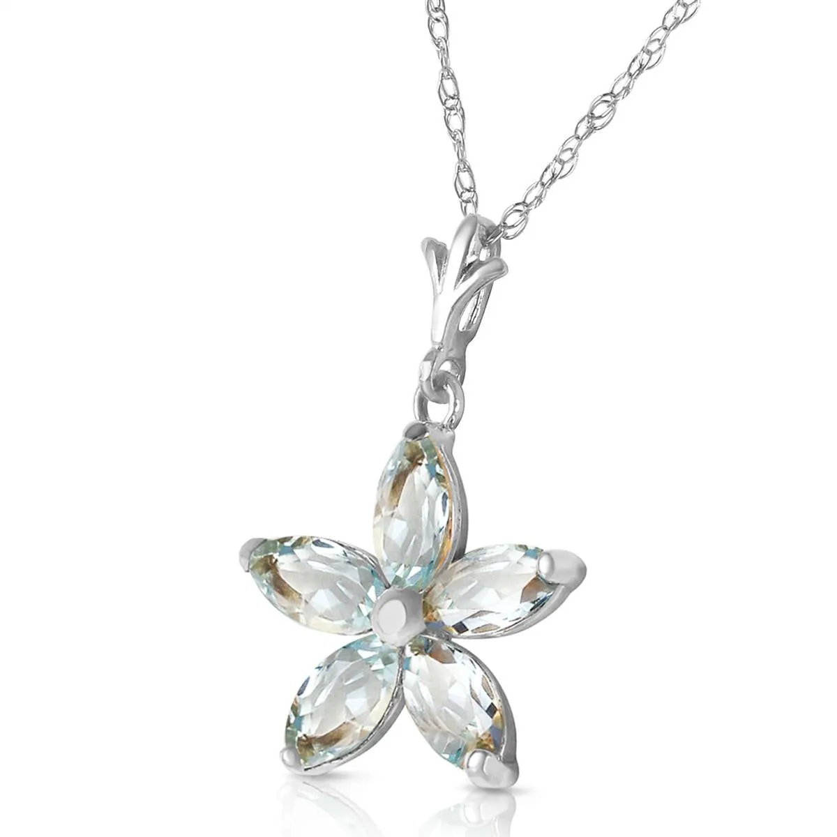 1.4 Carat 14K Solid White Gold Missouri Aquamarine Necklace