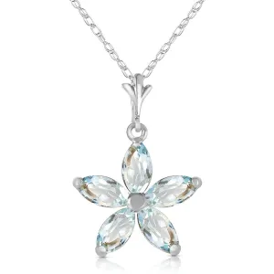 1.4 Carat 14K Solid White Gold Missouri Aquamarine Necklace