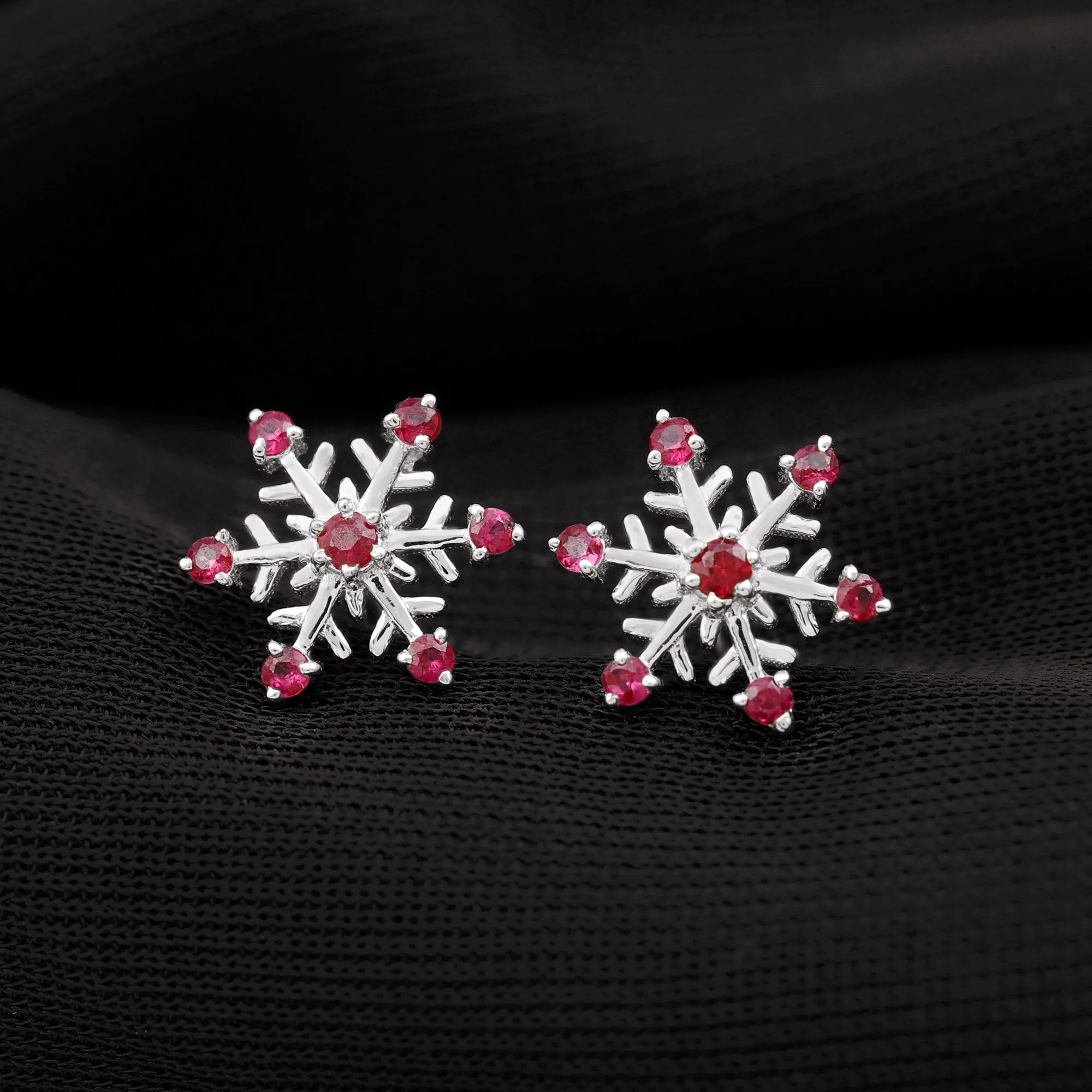 1/4 CT Ruby Snowflake Stud Earrings