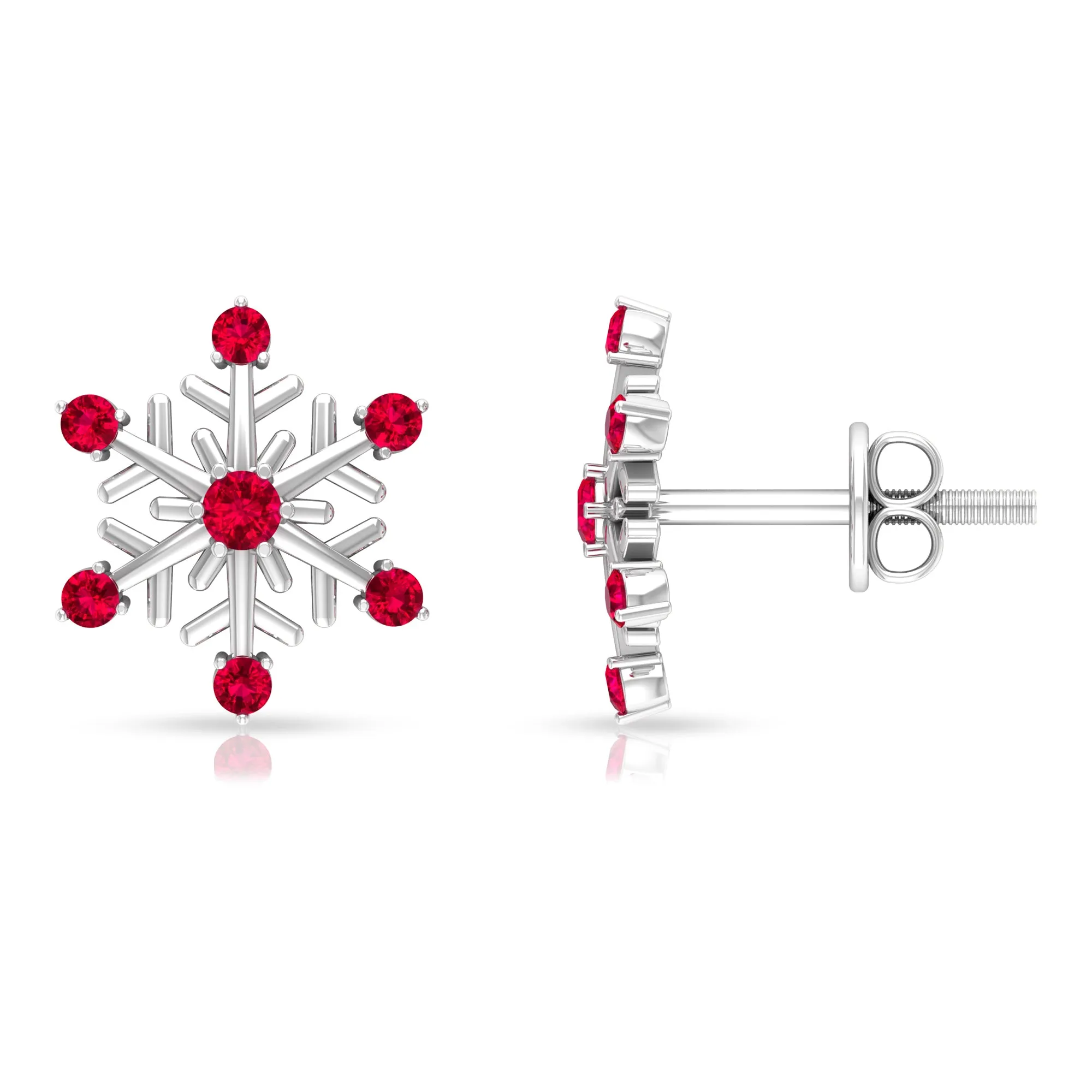 1/4 CT Ruby Snowflake Stud Earrings