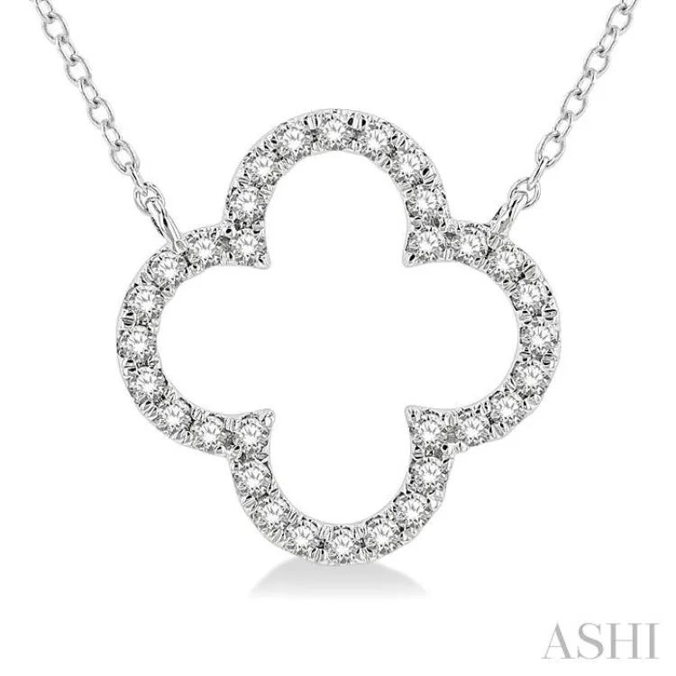 1/4 ctw Clover Round Cut Diamond Necklace in 14K White Gold