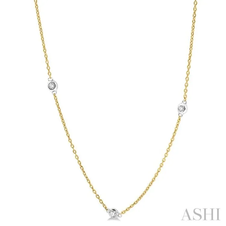 1/4 Ctw Round Cut Diamond Fashion Necklace in 14K Yellow and White Gold