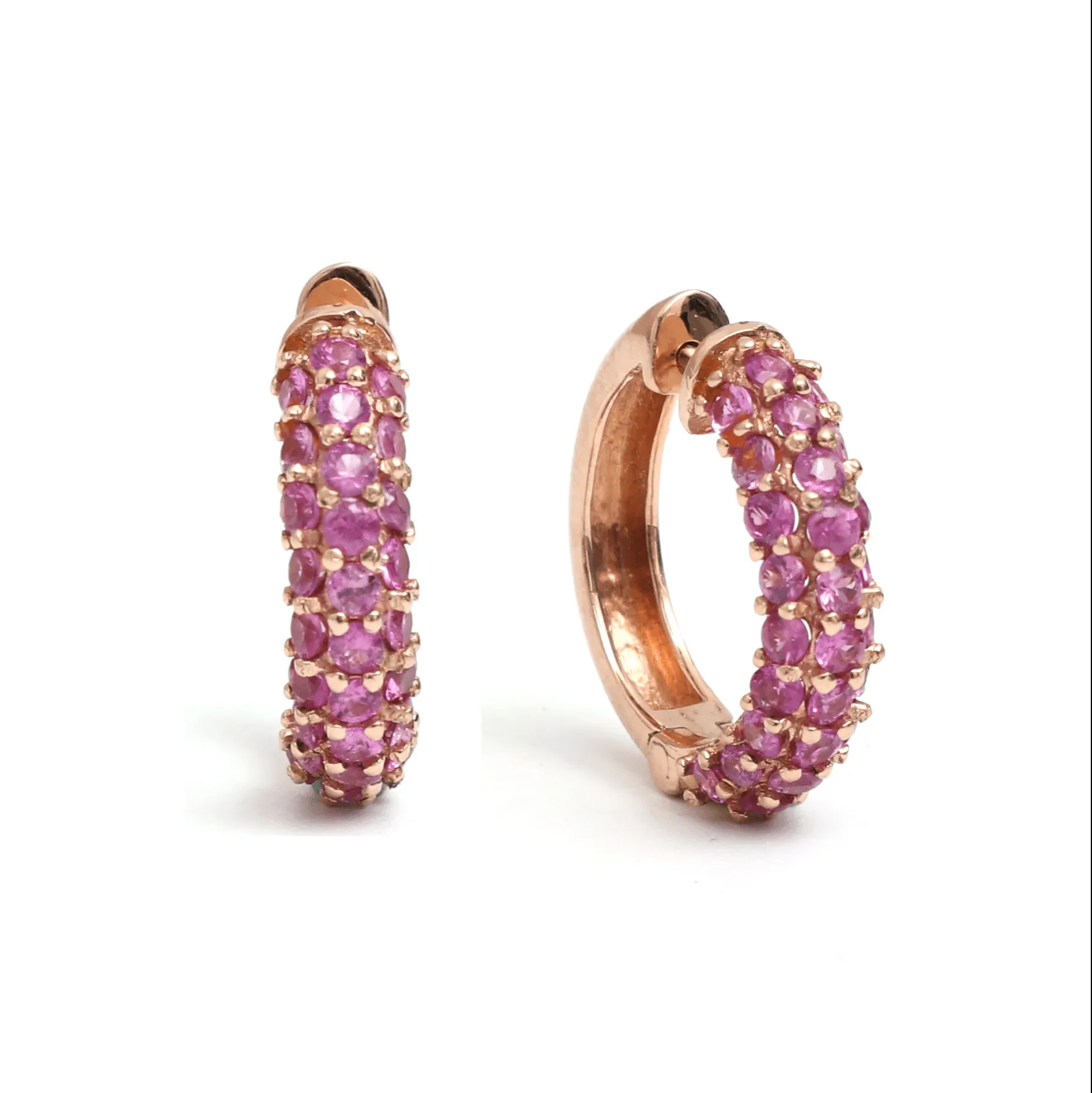 14K & 18K Micro-Pave Ruby Hoop Earrings