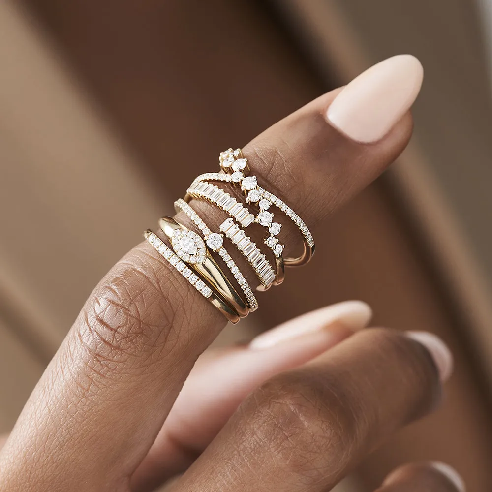 14k Baguette Diamond Bypass Ring