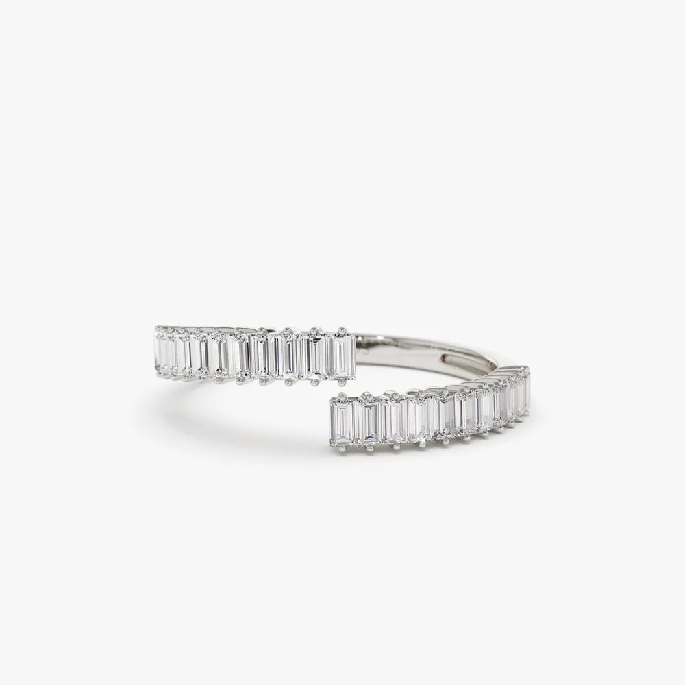 14k Baguette Diamond Bypass Ring