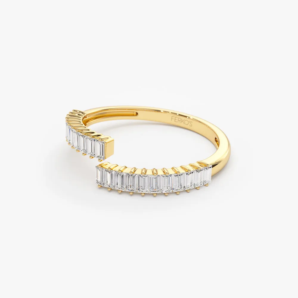 14k Baguette Diamond Bypass Ring