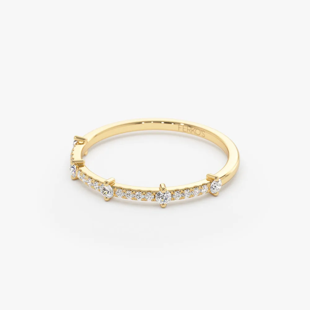 14k Dainty Stacking Diamond Wedding Band