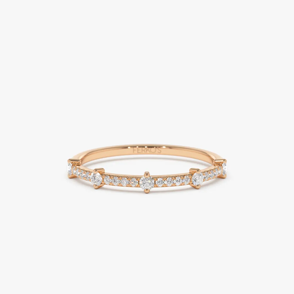 14k Dainty Stacking Diamond Wedding Band