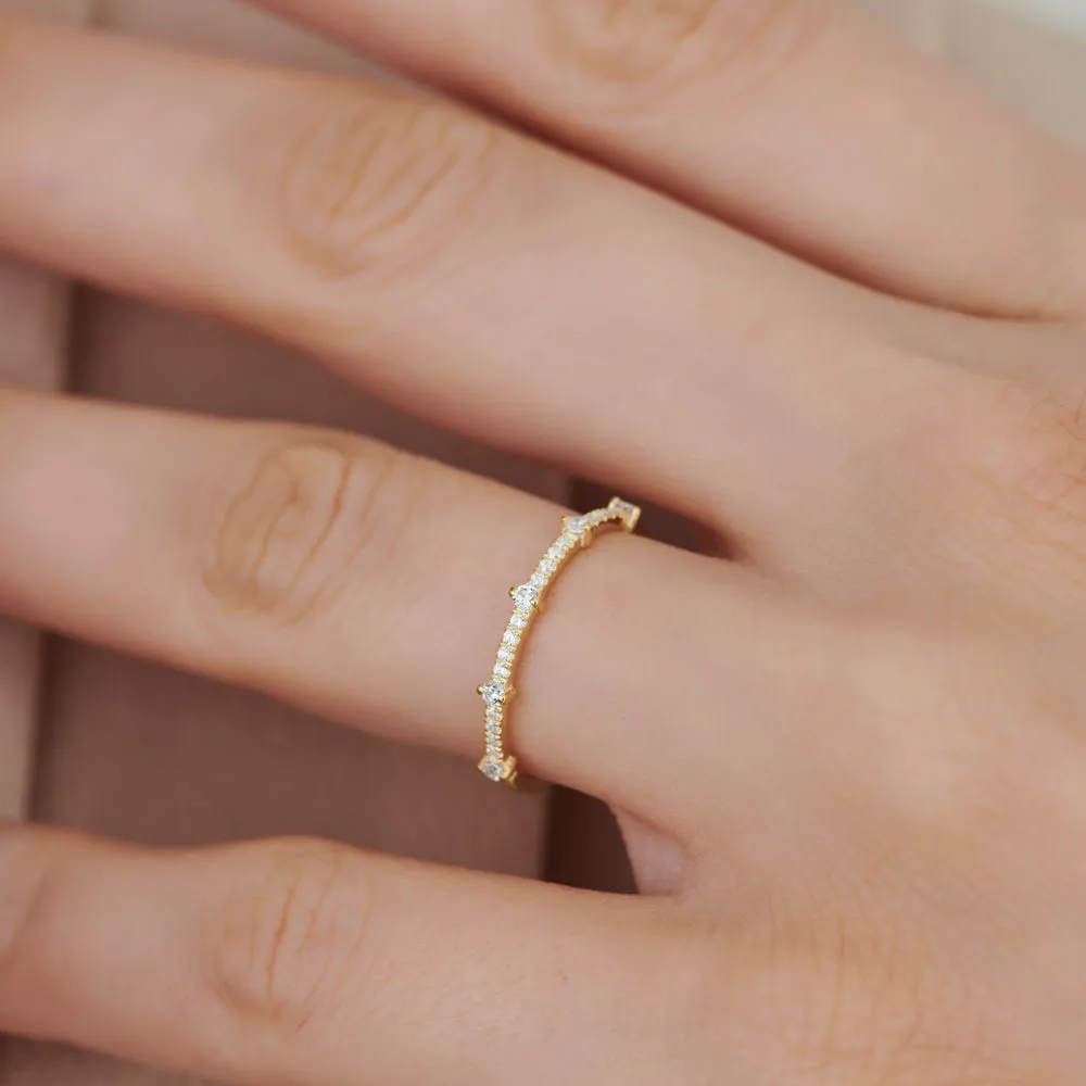 14k Dainty Stacking Diamond Wedding Band