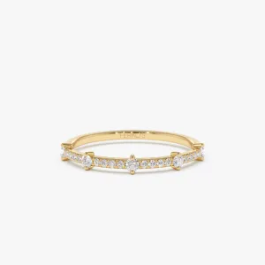 14k Dainty Stacking Diamond Wedding Band