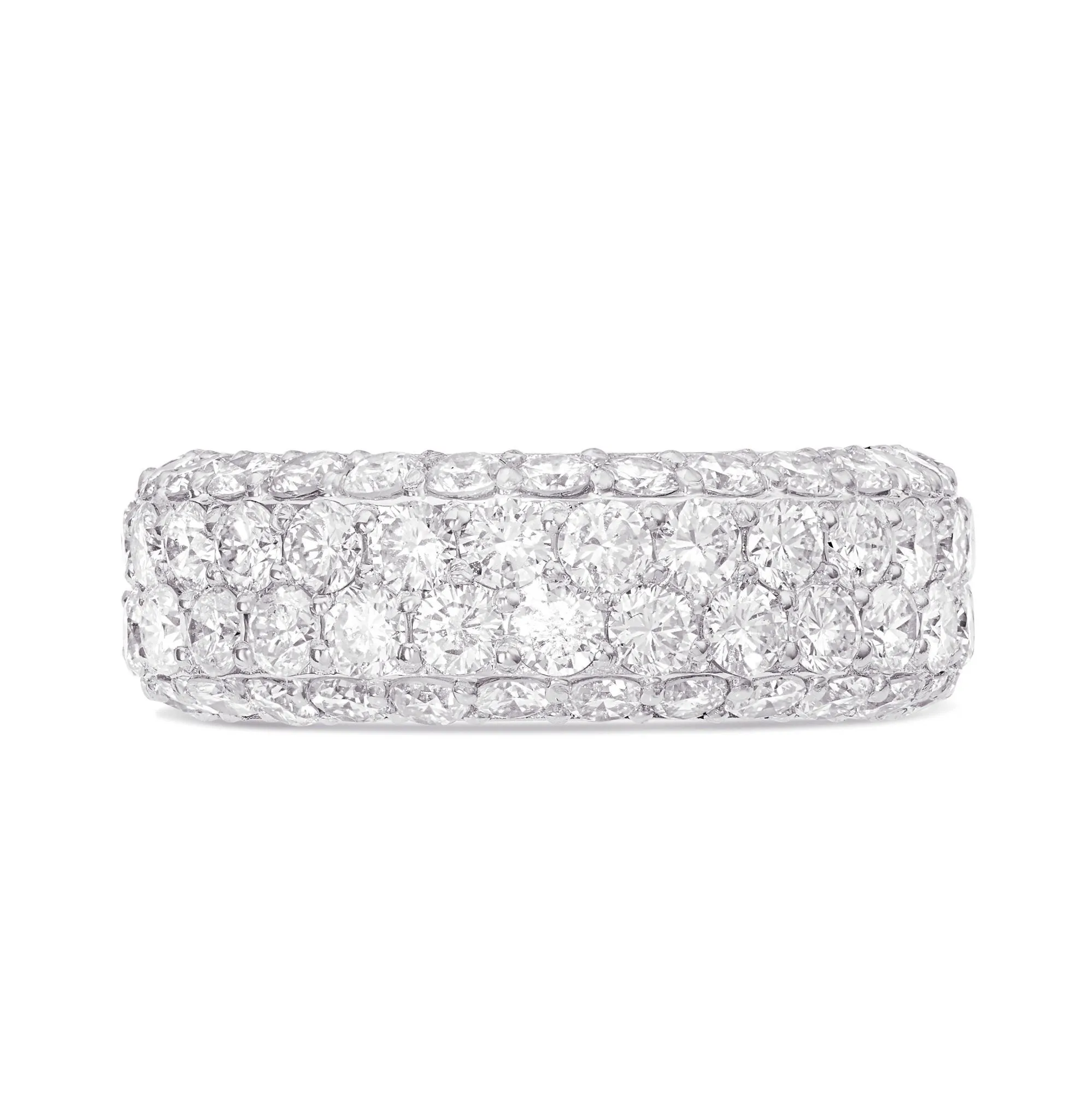 14K Gold 10.70ct Four Row Diamond Eternity Ring