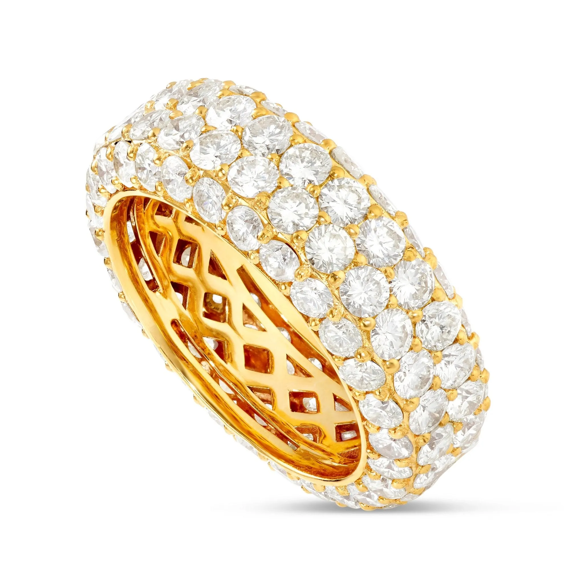 14K Gold 10.70ct Four Row Diamond Eternity Ring