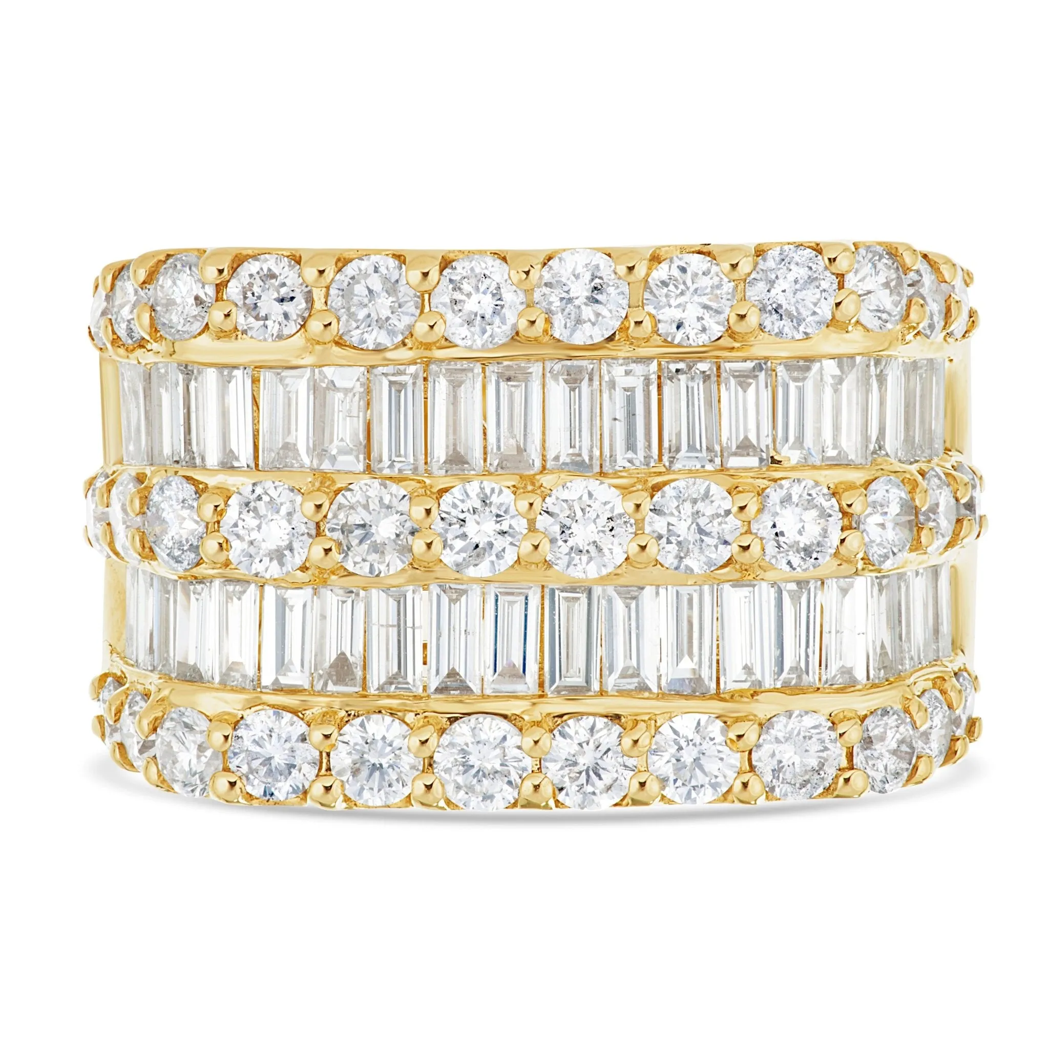 14K Gold 4.12ct Baguette Diamond Half Eternity Statement Ring