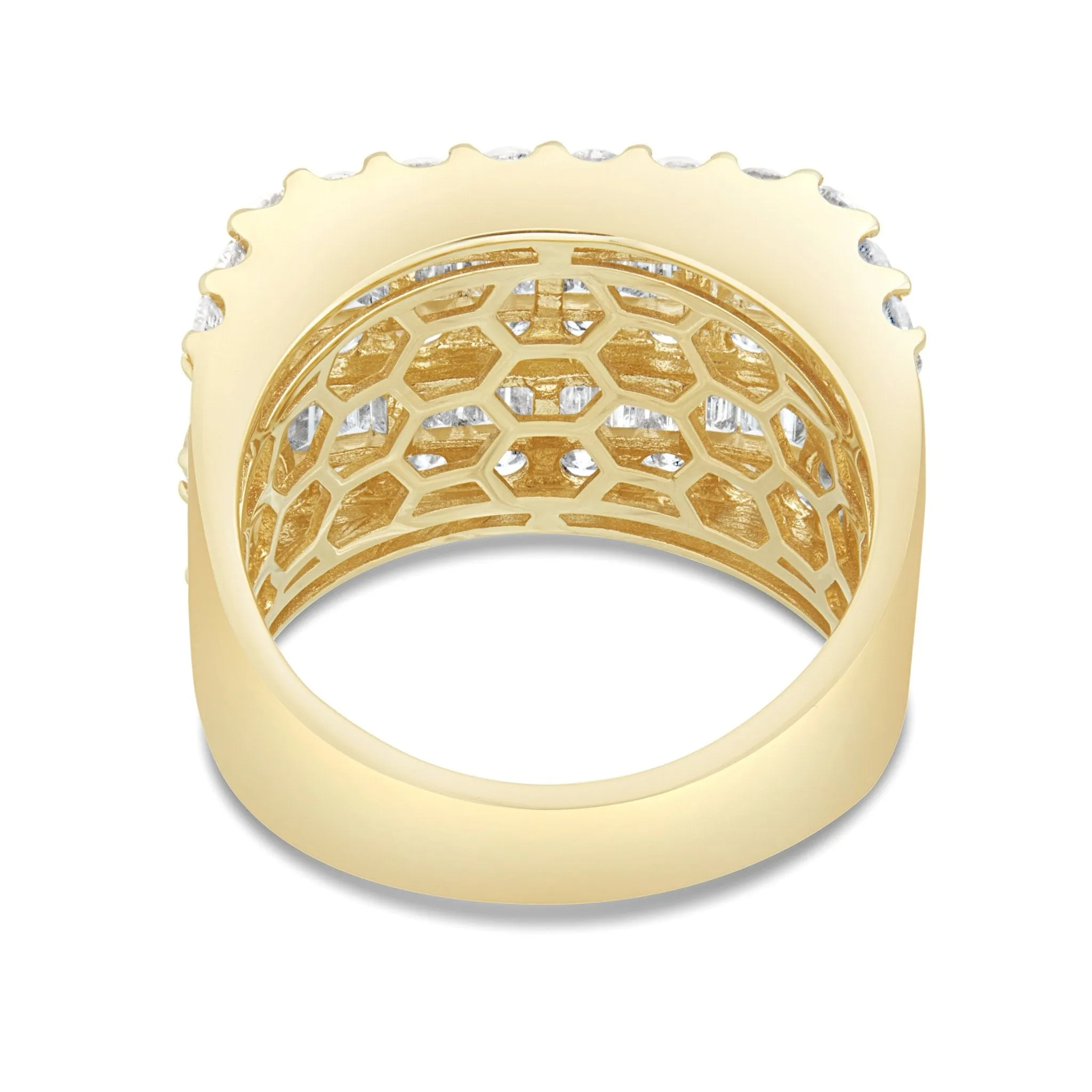 14K Gold 4.12ct Baguette Diamond Half Eternity Statement Ring