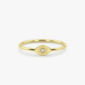 14K Gold Evil Eye Diamond Ring