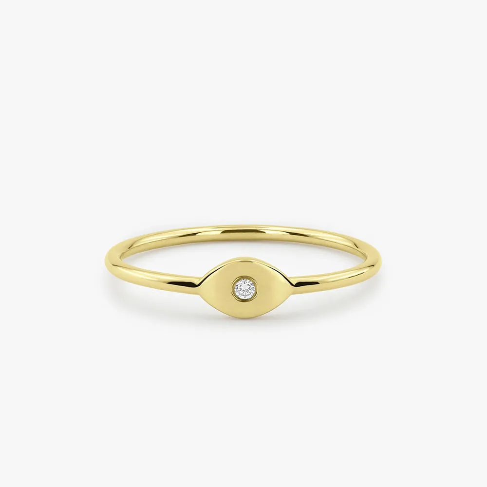 14K Gold Evil Eye Diamond Ring