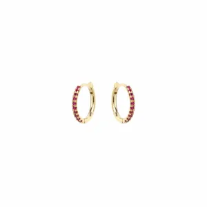 14k gold pave ruby medium hinge huggie hoops