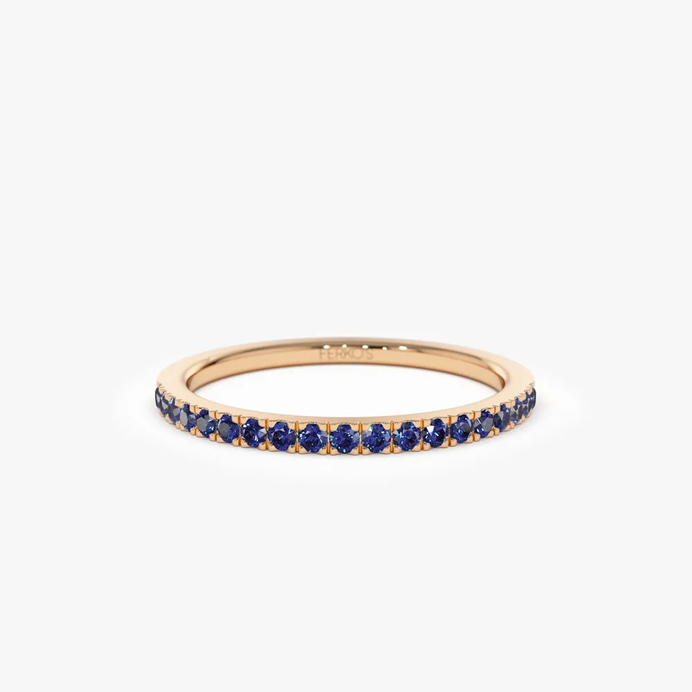 14k Half Eternity Blue Sapphire Ring