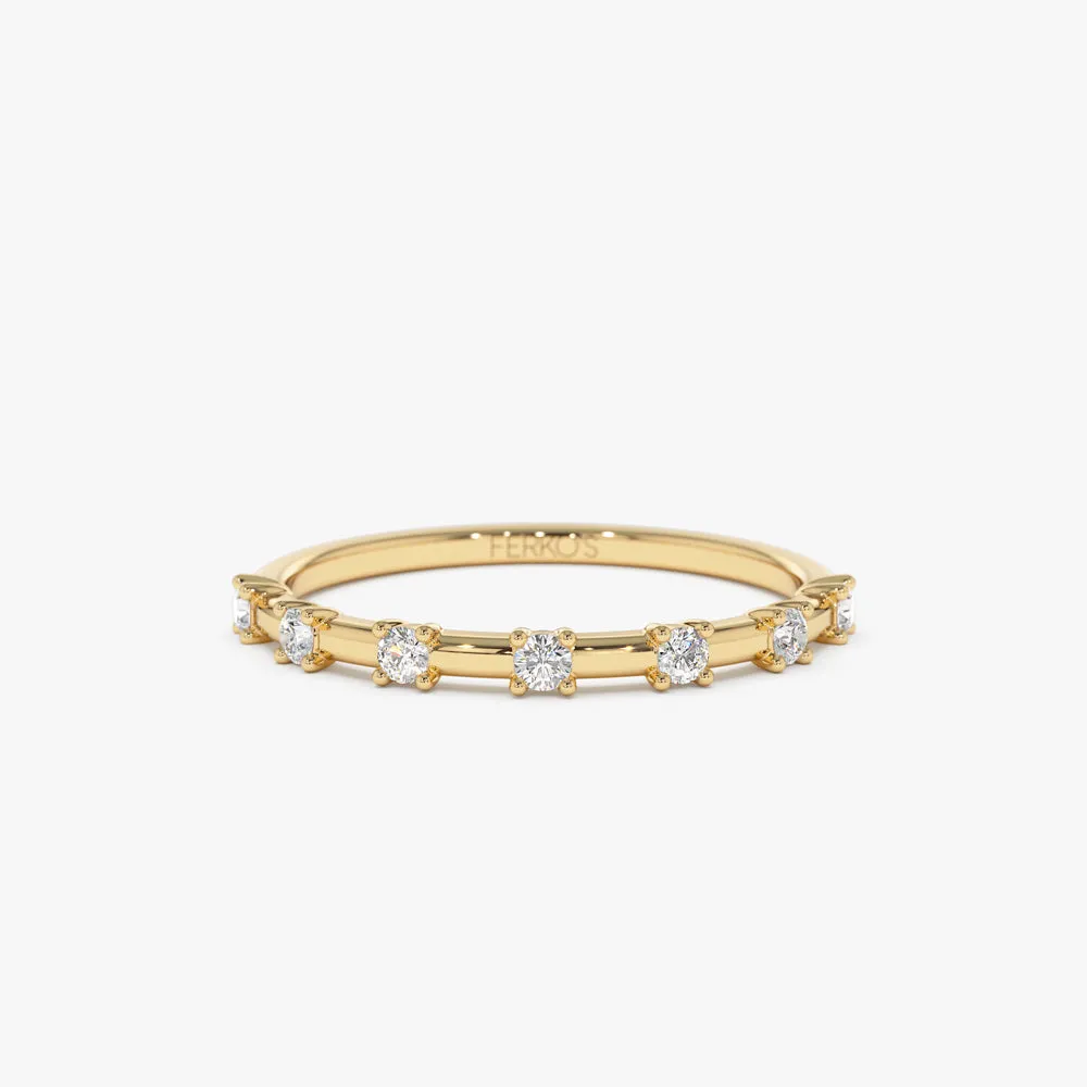 14K Half Eternity Minimalist Diamond Wedding Ring