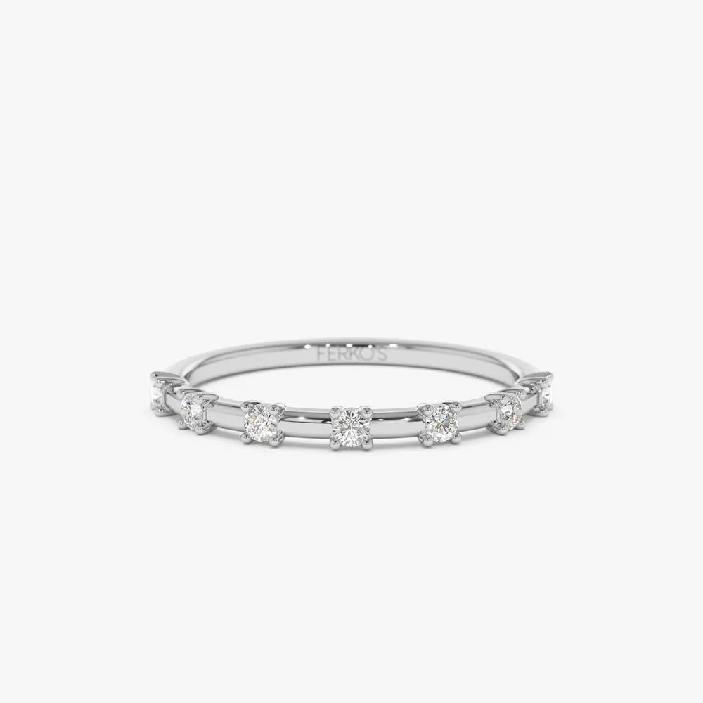 14K Half Eternity Minimalist Diamond Wedding Ring