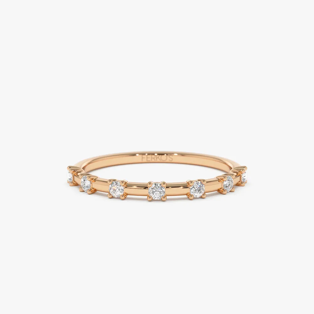 14K Half Eternity Minimalist Diamond Wedding Ring