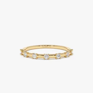 14K Half Eternity Minimalist Diamond Wedding Ring