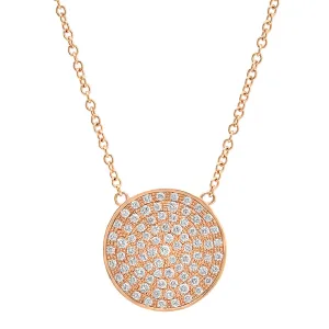 14K Large Diamond Disc Necklace