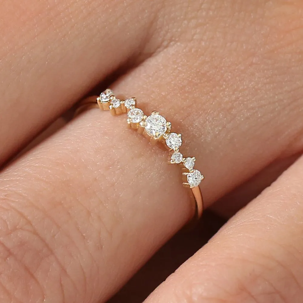 14k Multistone Diamond Cluster Ring